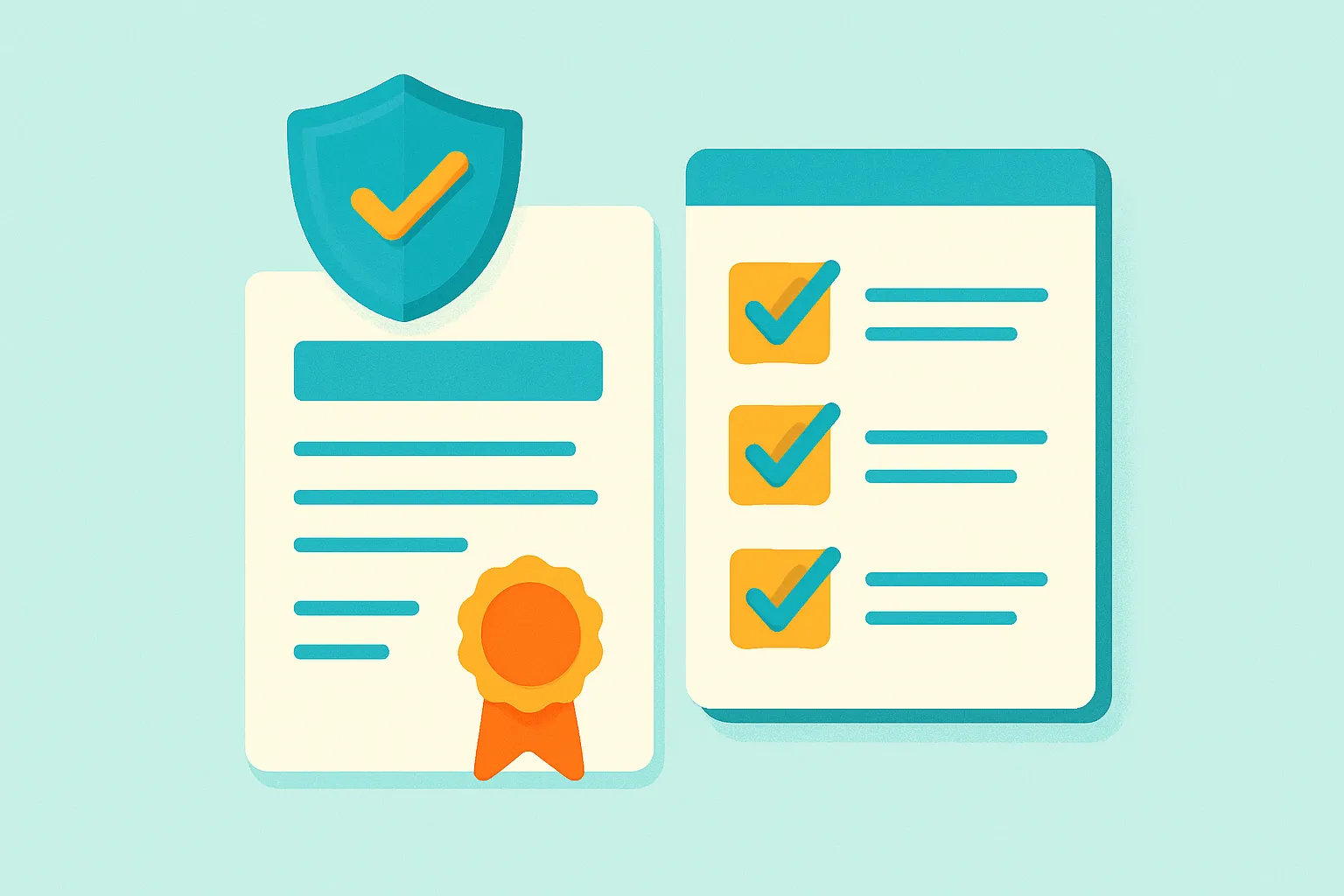 Certificate of insurance and checklist icons