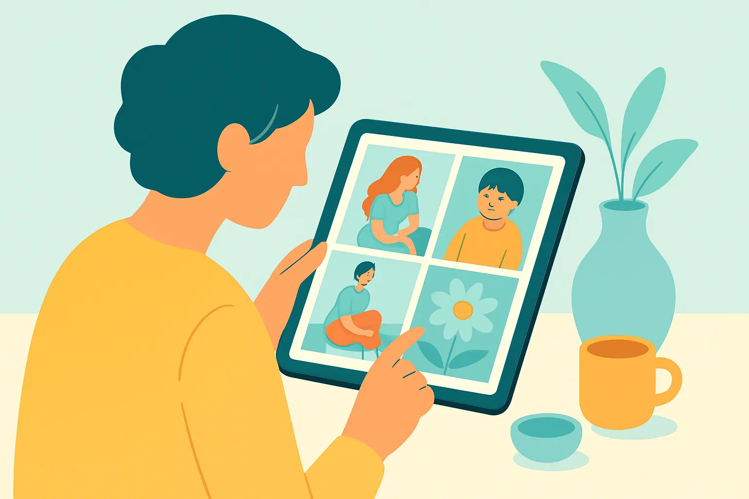 Photographer checking client gallery on tablet