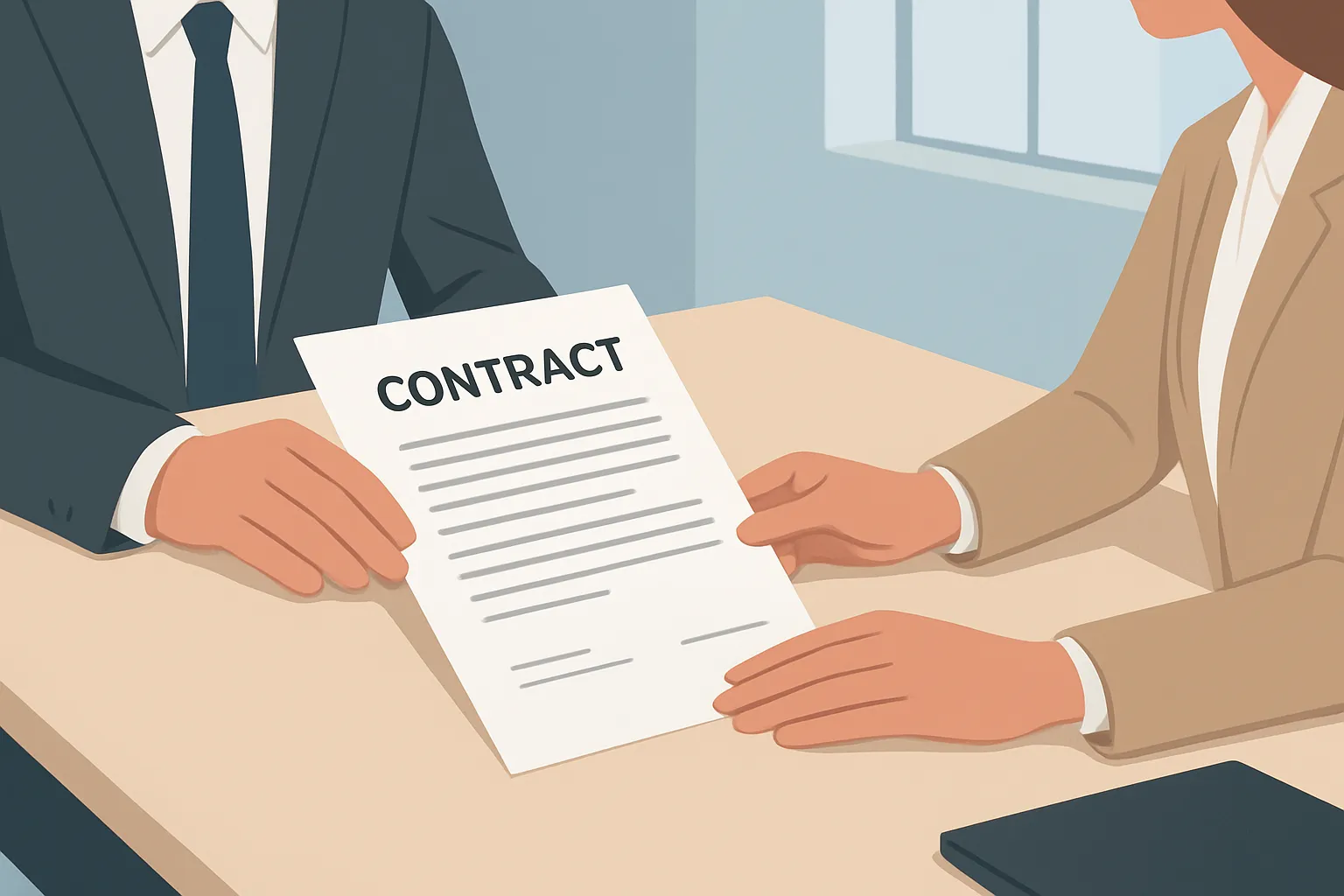 Client and consultant reviewing contract documents