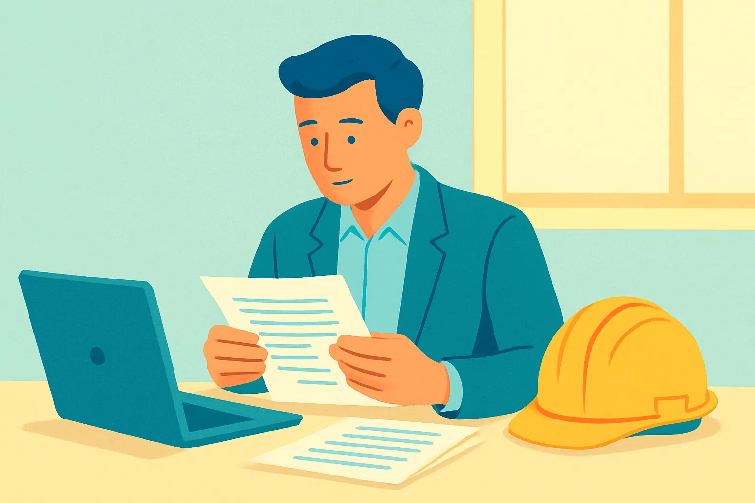 Small-business owner reviewing contractor agreement