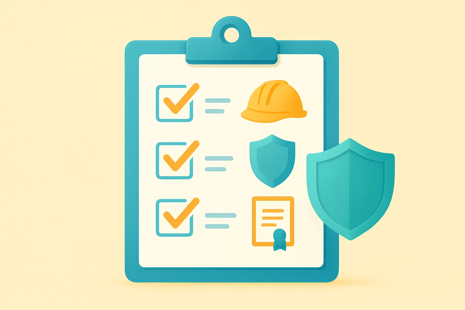 Insurance checklist icons for workers' comp and COI