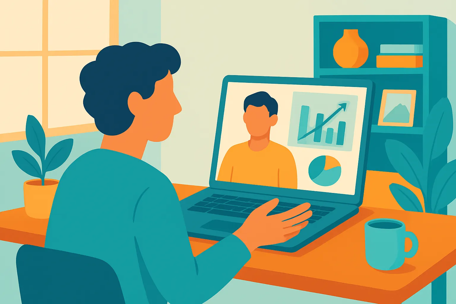 Consultant on a video call reviewing ad performance with a client