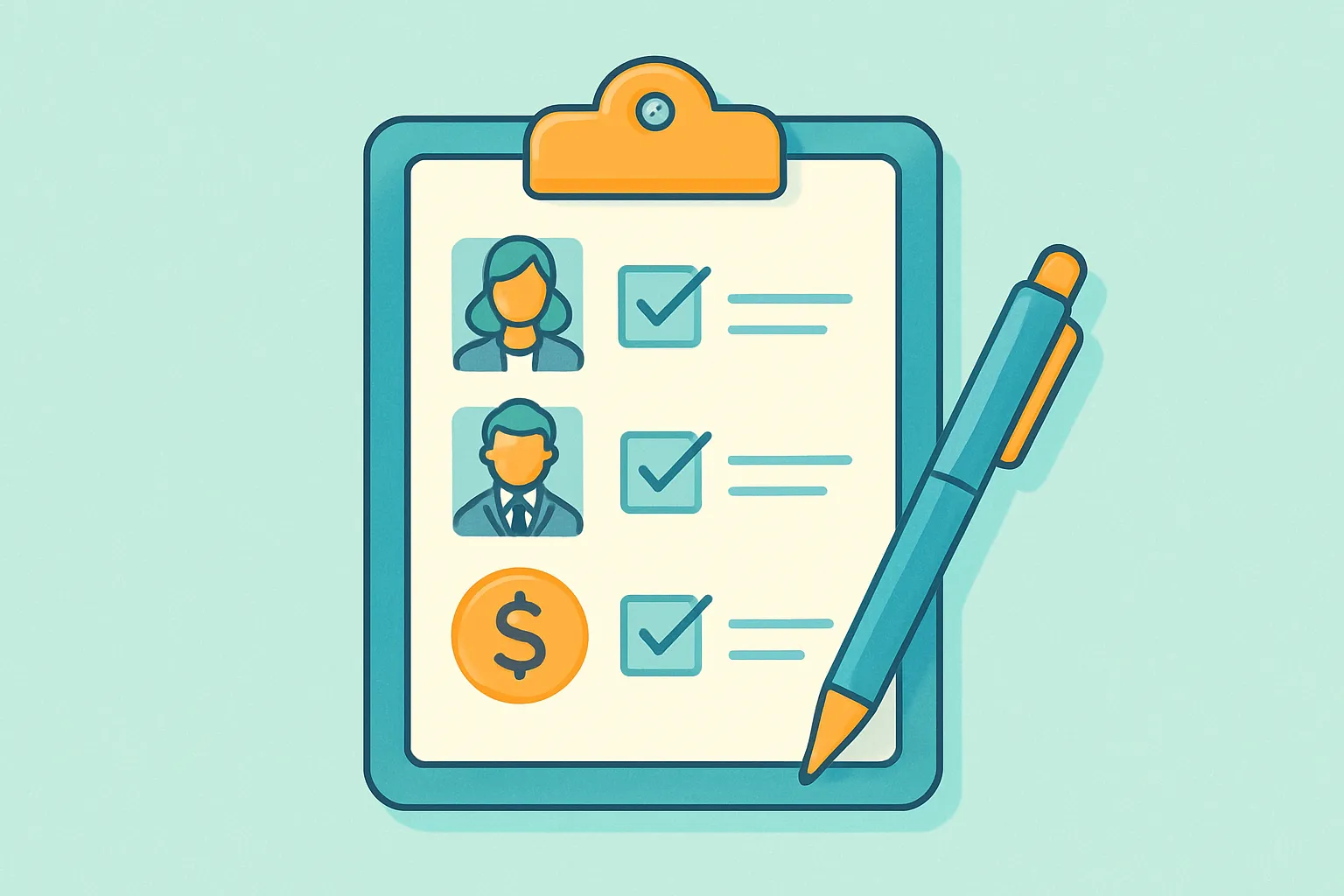 Insurance decision checklist clipboard with icons