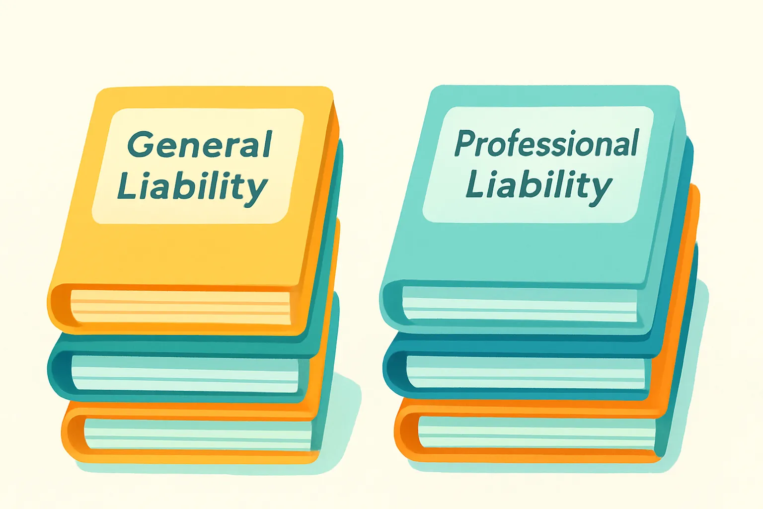 Two insurance folders labeled GL and PL on a light background