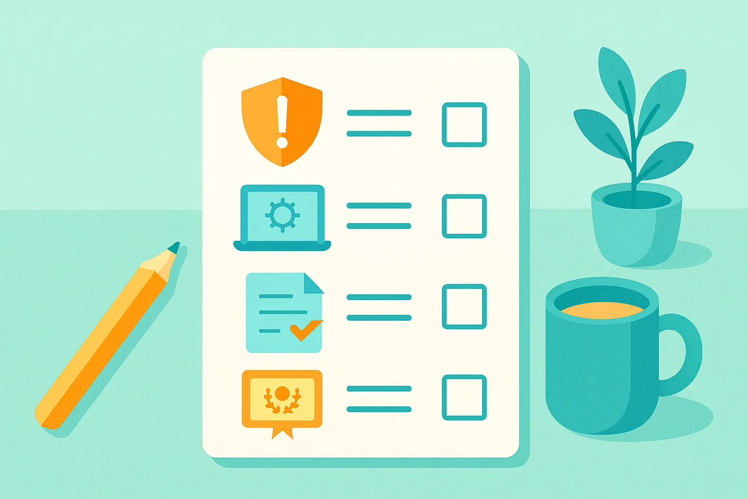 Insurance checklist icons on desk