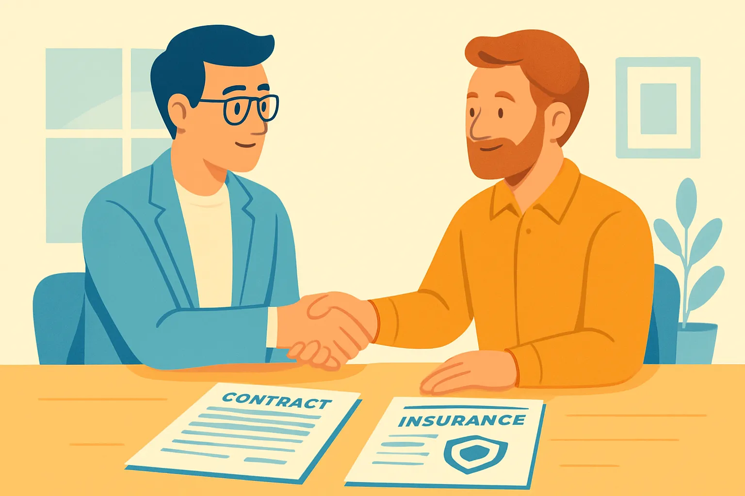 Consultant and subcontractor agreeing on contract and insurance terms.