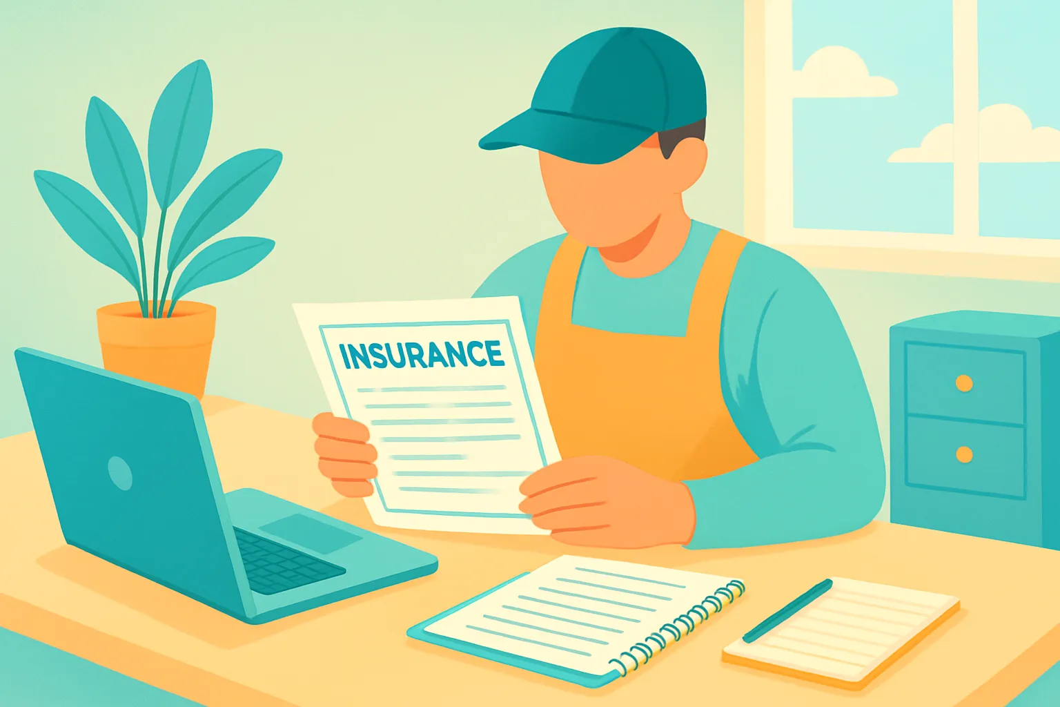 Owner reviewing subcontractor insurance documents at desk