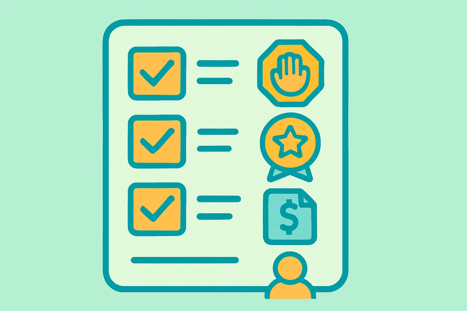 Checklist icons for insurance limits, endorsements, COI, and motor carrier permit