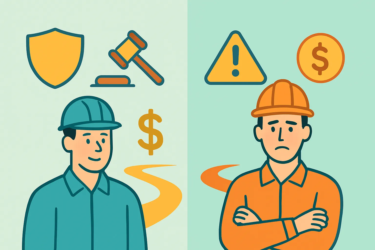 Comparison of outcomes: insured vs uninsured subcontractor
