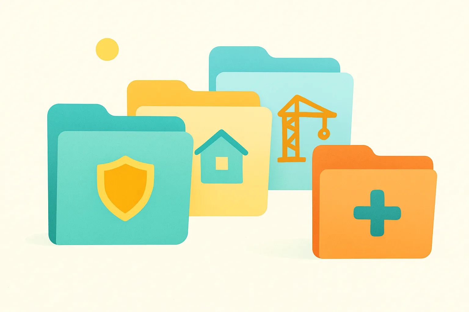 Illustrated folders for general liability, property, builders risk, and umbrella policies