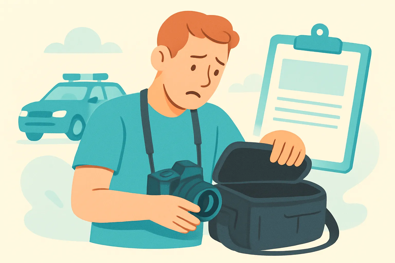 Photographer discovers empty camera bag and starts an insurance claim