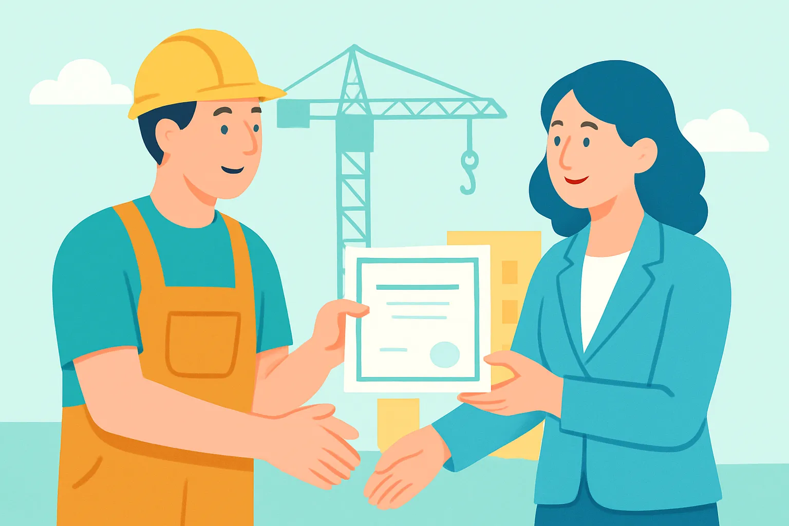 Contractor presenting a certificate of insurance at a job site